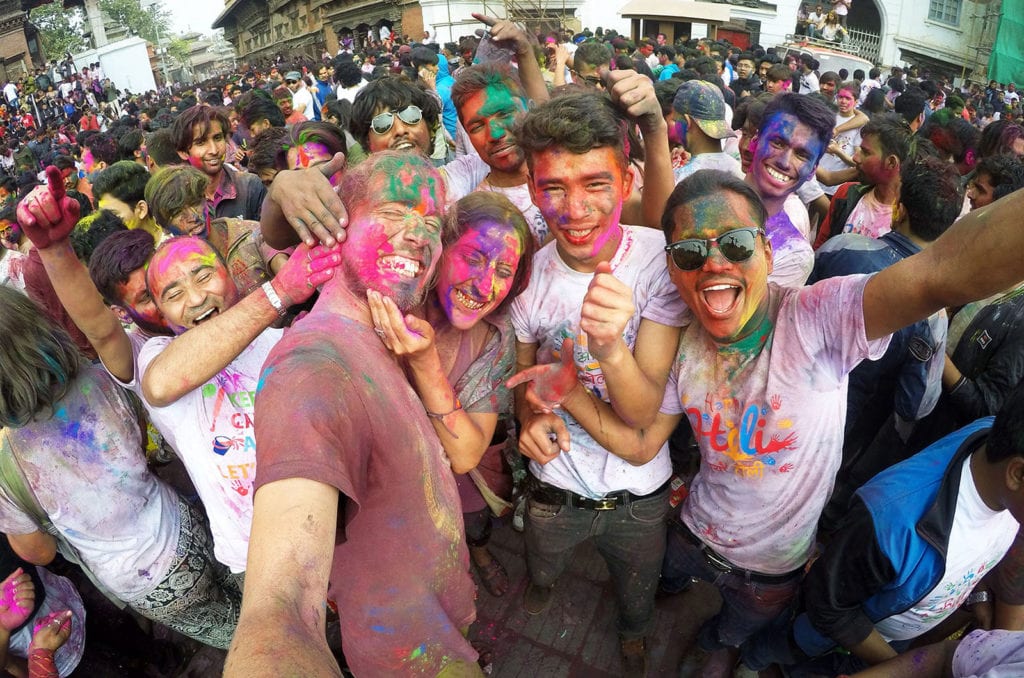 Holi festival v Káthmándú.