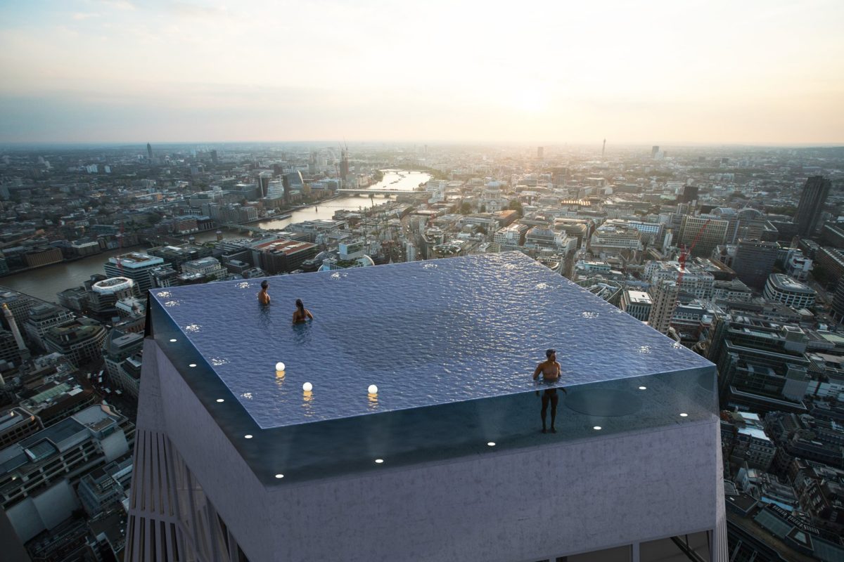 infinity pool londyn Prvý 360-stupňový infinity bazén na svete: Ako sa doň dostaneš?