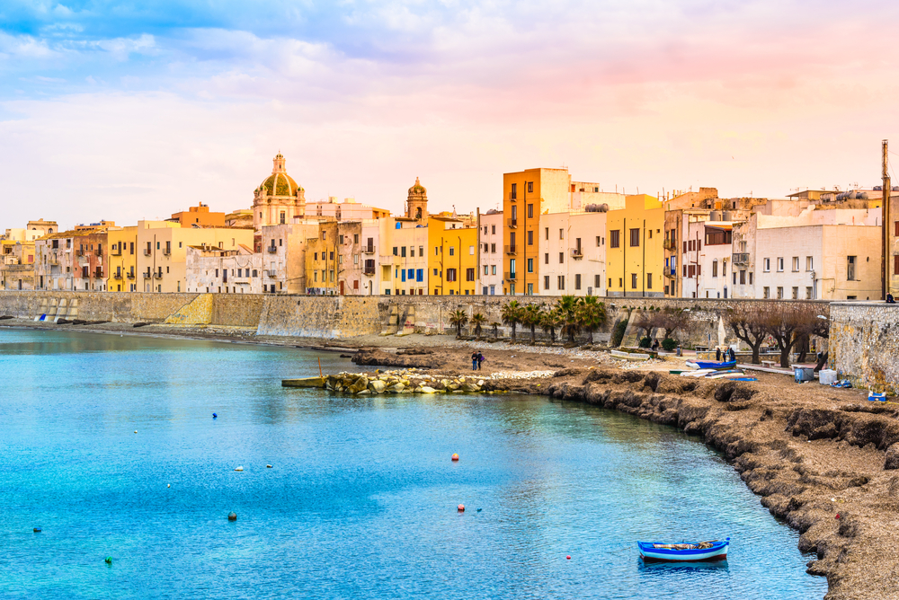Trapani,Panoramic,View,Of,Harbor,,Sicily,,Italy. trapani sicilia