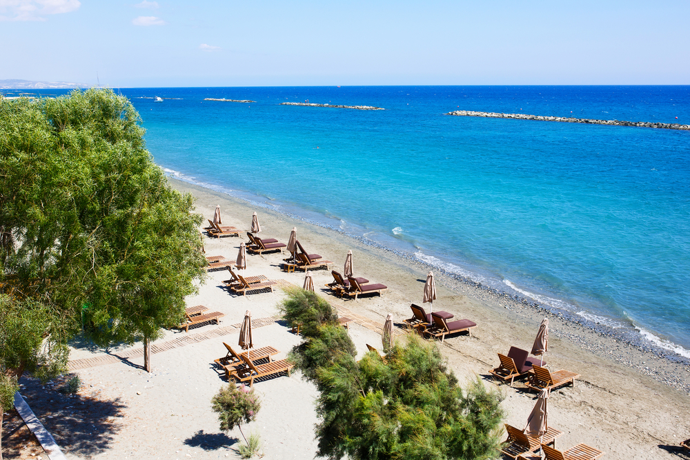 Aerial,View,On,A,Beach,Chairs,And,Umbrellas,On,Sand cyprus limassol