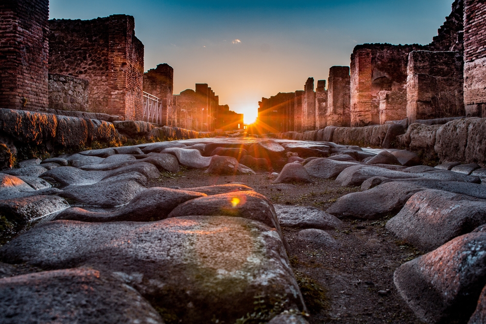 Sunset,In,Pompeii,Ancient,City pompeje