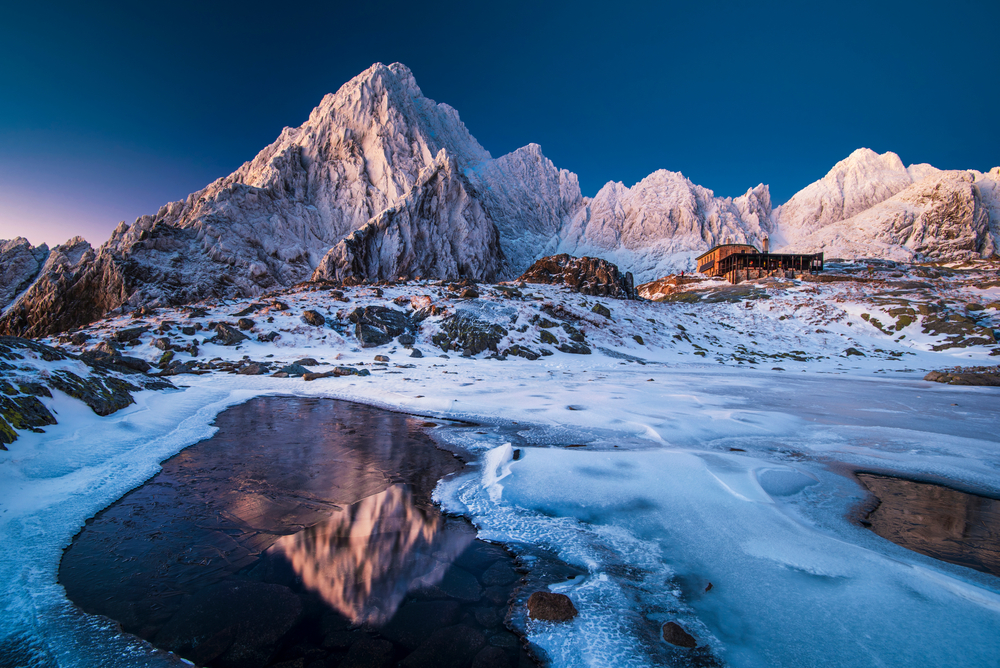Romantic,Mountain,Hut,In,A,Snowy,Valley,In,The,Middle Zimné túry v Tatrách: otvorených je 12 chát a niekoľko štítov