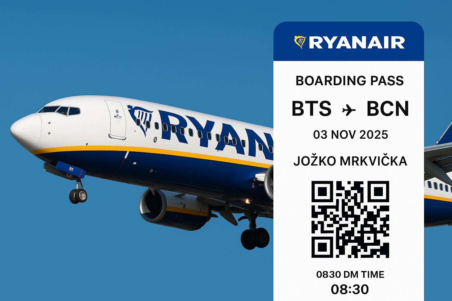Lietadlo Ryanair nad modrou oblohou ZMENA: Ryanair bude od novembra uznávať letenky len v digitálnej forme
